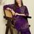 Purple embroidered viscose rayon kurta trouser set