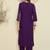 Purple embroidered viscose rayon kurta trouser set
