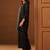 Black embroidered silk kurta trouser set