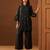 Black embroidered silk kurta trouser set