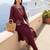 Brown embroidered cotton kurta trouser set