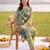 Olive printed cotton kurta trouser set