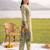 Olive printed cotton kurta trouser set