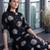 Black printed viscose rayon kurta trouser set