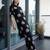 Black printed viscose rayon kurta trouser set