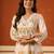 Beige printed cotton kurta trouser set