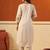 Beige printed cotton kurta trouser set
