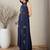 Blue embroidered cotton kurta trouser set