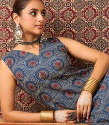 Blue printed cotton kurta trouser set