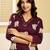Purple embroidered cotton kurta trouser set