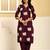 Purple embroidered cotton kurta trouser set