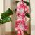 Pink printed viscose rayon kurta trouser set
