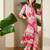 Pink printed viscose rayon kurta trouser set