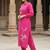 Pink printed cotton kurta trouser set