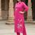 Pink printed cotton kurta trouser set