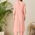 Peach embroidered cotton kurta trouser set