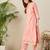 Peach embroidered cotton kurta trouser set