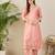Peach embroidered cotton kurta trouser set