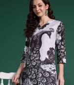 Black printed cotton kurta trouser set