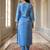 Blue embroidered viscose rayon kurta trouser set