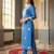 Blue embroidered viscose rayon kurta trouser set