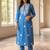 Blue embroidered viscose rayon kurta trouser set