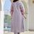 Lavender embroidered cotton kurta trouser set