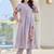 Lavender embroidered cotton kurta trouser set