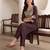 Brown embroidered silk kurta trouser set
