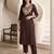 Brown embroidered silk kurta trouser set