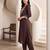 Brown embroidered silk kurta trouser set