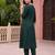 Green embroidered cotton kurta trouser set