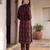 Black printed cotton kurta trouser set