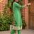 Green printed cotton kurta trouser set