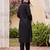 Black embroidered viscose rayon kurta trouser set