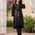 Black embroidered viscose rayon kurta trouser set