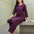 Burgundy embroidered cotton kurta trouser set