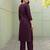 Burgundy embroidered cotton kurta trouser set