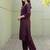 Burgundy embroidered cotton kurta trouser set