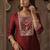 Maroon embroidered liva kurta trouser set