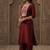 Maroon embroidered liva kurta trouser set