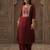 Maroon embroidered liva kurta trouser set