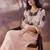 Beige embroidered georgette kurta trouser set