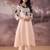 Beige embroidered georgette kurta trouser set
