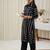 Black printed cotton kurta trouser set
