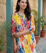 Multicolor printed cotton kurta trouser set