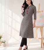 Black printed cotton kurta trouser set