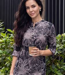 Black printed viscose rayon kurta trouser set