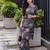Black printed viscose rayon kurta trouser set