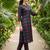 Blue printed cotton kurta trouser set